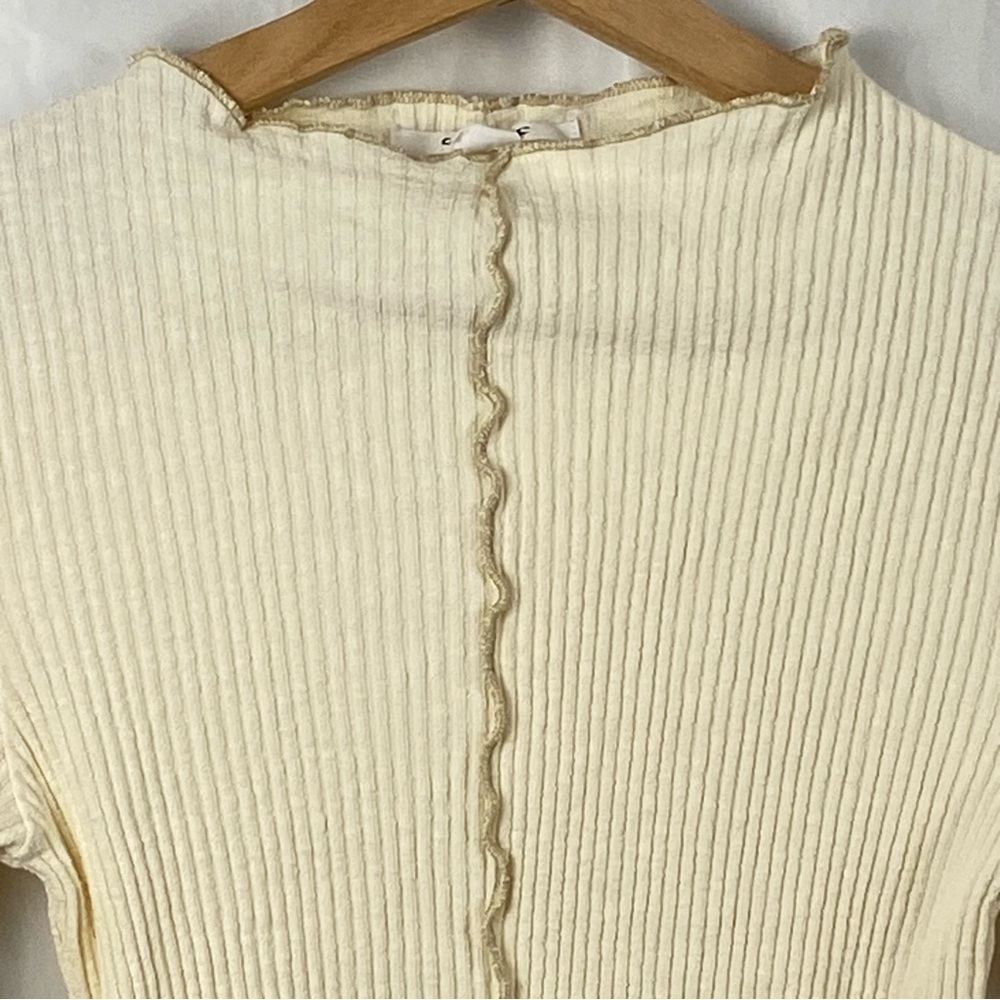 O’Neill Cream Ribbed Y2K Long Sleeve Cropped Top Size Small - Picture 3 of 16